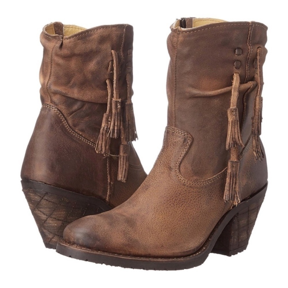 Justin Boots Brown Tassel Ankle Booties